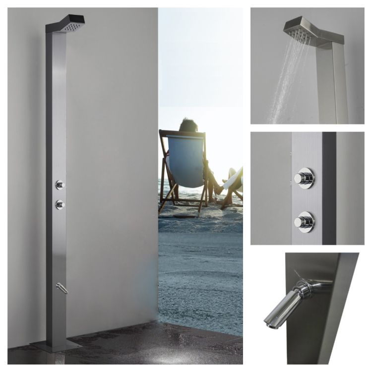 Bondi Push Button 316L Marine Grade Stainless Steel Outdoor Pool Shower with 15 Seconds Timed Flow Control (Cold or Tempered Water Source Only)
