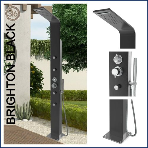 (FOR MELBOURNE CUSTOMERS ONLY) Brighton Black 316L Marine Grade WATERMARK REGISTERED Stainless Steel Outdoor/Indoor Massage Shower.