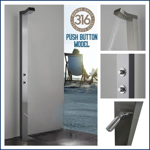 Bondi Push Button 316L Marine Grade WATERMARK REGISTERED Stainless Steel Outdoor Indoor /Pool Shower. With a 15 seconds timed flow control.(Cold or Tempered Water Source Only  / Not Hot And Cold)