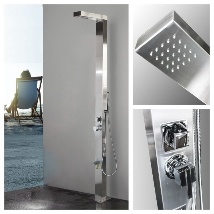 Windsor Silver ADA 316L Marine Grade Stainless Steel Outdoor Pool Shower with Hot & Cold Mixer