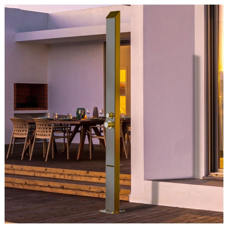 Toorak Silver 316L Marine Grade Stainless Steel Outdoor Waterfall Pool Shower, Hot & Cold Mixer Included