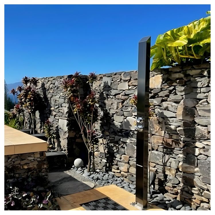 Toorak Black 316L Marine Grade Stainless Steel Outdoor Waterfall Pool Shower with Hot & Cold Mixer