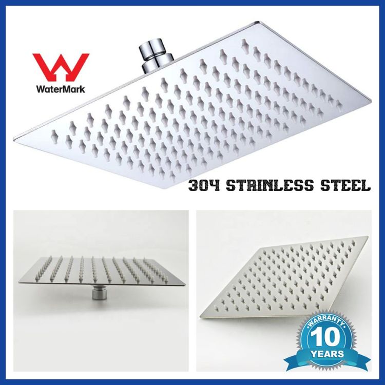 30 x 30cm (12 x 12") 304 Stainless Steel  Ultra Thin Square Rainfall Shower Head with Anti-Clogging Nozzles
