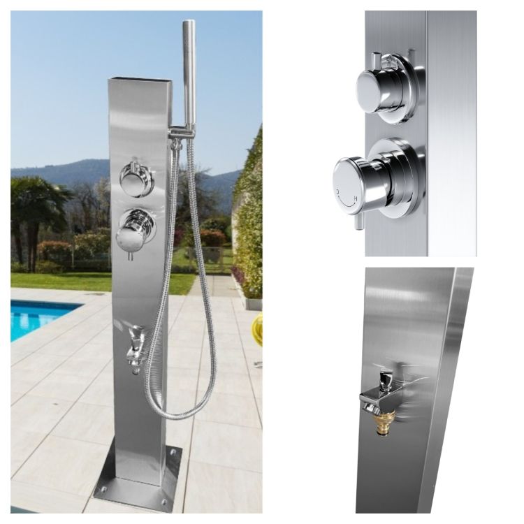 Rio Wash Station – 316L Marine-Grade Stainless Steel. Comes with Garden Hose Connection & Hot & Cold Mixer